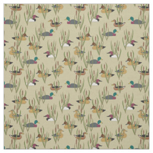 eend lokvogels verbergen in Cattails op Beige Stof