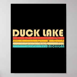 Eend meer Michigan grappig vissen kamperen zomer Poster