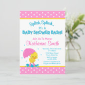 Eend Meisje Baby shower Uitnodiging 5x7 Kaart (Staand voorkant)
