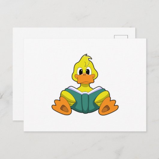 Eend met boek briefkaart (Voorkant / Achterkant)