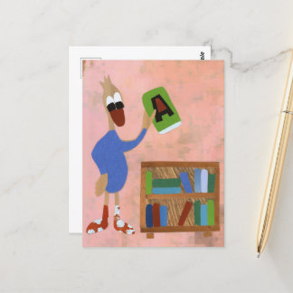 Eend met boek leest graag pensioen boekenkast briefkaart