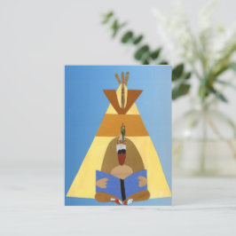 Eend met boek voor Indiaan tent back to nature Briefkaart