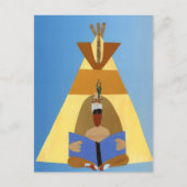 Eend met boek voor Indiaan tent back to nature Briefkaart (Voorkant)