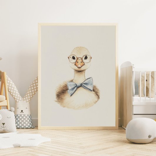  eend met boog en glazen kwekerij kunst poster