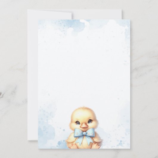 Eend met Bow Blue Boy Baby shower Invitation Kaart (Achterkant)