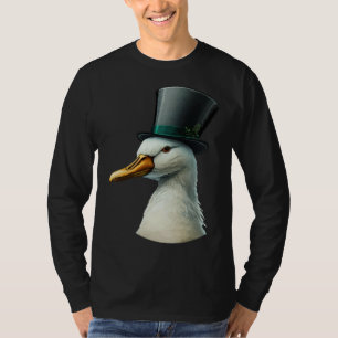 Eend met chique hoge hoed t-shirt