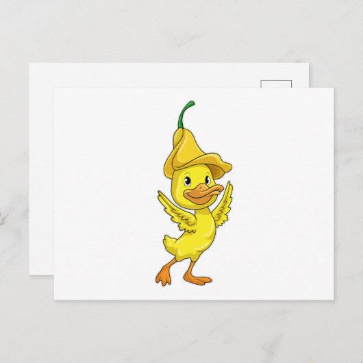 Eend met gele badeendkap briefkaart (Voorkant / Achterkant)