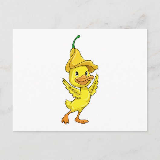 Eend met gele belkap briefkaart (Voorkant)