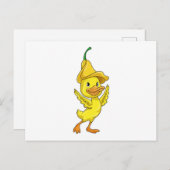 Eend met gele bellenkap briefkaart (Voorkant / Achterkant)