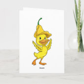 Eend met gele bellenkap kaart (Achterkant)