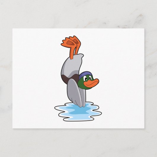 Eend met Handstand in Water.PNG Briefkaart (Voorkant)