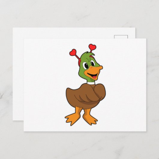 Eend met Hart Hoofdband Briefkaart (Voorkant / Achterkant)