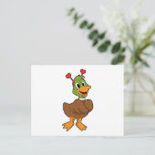 Eend met hart hoofdtelefoon briefkaart (Staand voorkant)