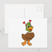 Eend met hart hoofdtelefoon briefkaart (Voorkant / Achterkant)
