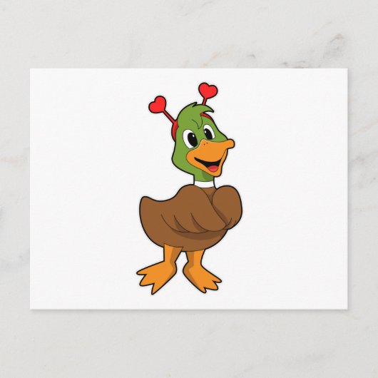 Eend met hart hoofdtelefoon briefkaart (Voorkant)
