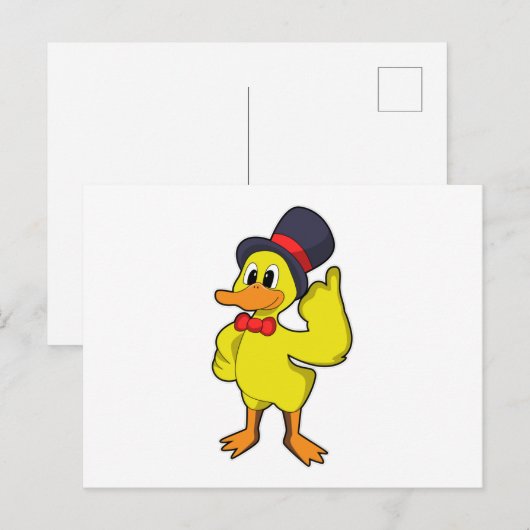 Eend met hoed briefkaart (Voorkant / Achterkant)