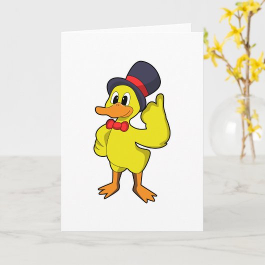 Eend met hoed kaart (Gele Bloem)