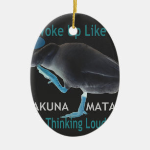 Eend met I Wake Up Like This & Hakuna Matata Tekst Keramisch Ornament