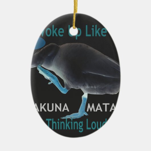 Eend met I Wake Up Like This & Hakuna Matata Tekst Keramisch Ornament (Voorkant)