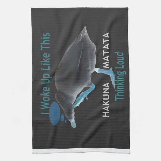 Eend met I Wake Up Like This & Hakuna Matata Tekst Theedoek (Verticaal)