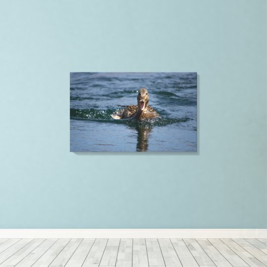 Eend met open bek canvas afdruk (Insitu (Houten vloer))