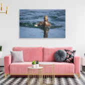 Eend met open bek canvas afdruk (Insitu (Woonkamer))