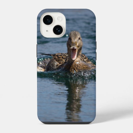 Eend met open bek iPhone hoesje (Achterkant)