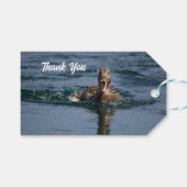 Eend met open snavel cadeaulabel (Voorkant (Horizontaal))