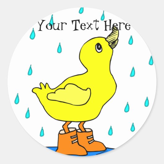 Eend met oranje laarzen stickers voor regendagen (Voorkant)