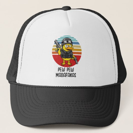 Eend met Pistols Crazy , Pew Pew Madafakas Trucker Pet (Voorkant)