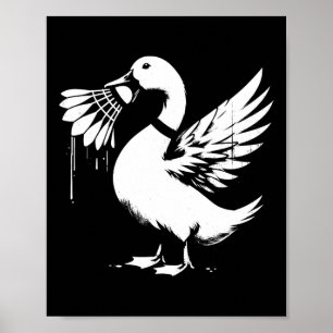 Eend met shuttle - Grappige grafische badmintonlie Poster