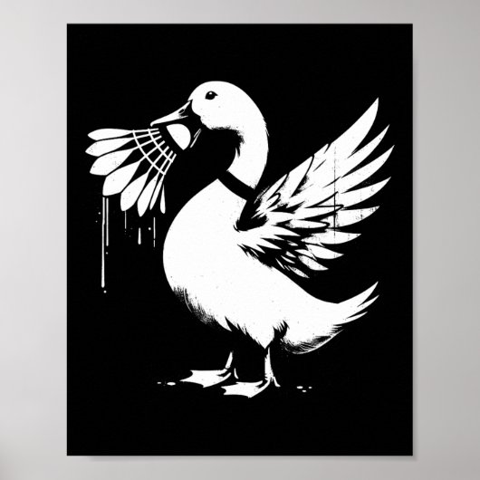 Eend met shuttle - Grappige grafische badmintonlie Poster (Voorkant)
