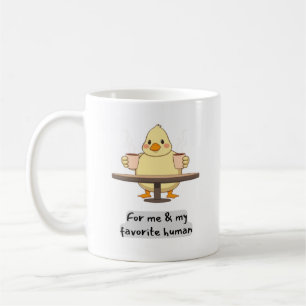 Eend met twee kopjes koffie koffiemok
