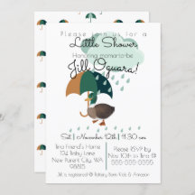 Eend met Umbrella Baby shower Invitation Flat