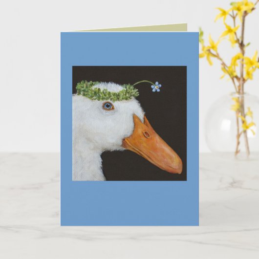 eend met "vergeet-me-niet"-kaart kaart (Gele Bloem)