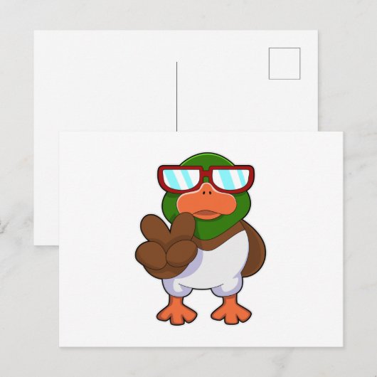 Eend met zonnebril briefkaart (Voorkant / Achterkant)