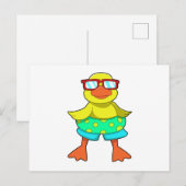 Eend met zwemband & zonnebril briefkaart (Voorkant / Achterkant)