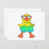 Eend met zwemring en zonnebril briefkaart (Voorkant / Achterkant)
