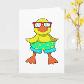Eend met zwemring en zonnebril kaart (Gele Bloem)
