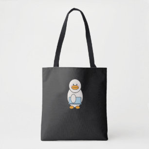 Eend naar het werk, grappig werk tote bag