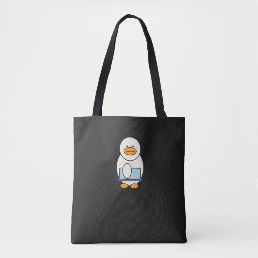 Eend naar het werk, grappig werk tote bag (Voorkant)