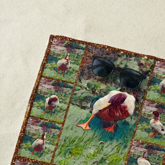 Eend olie verf foto collage, strandlaken (In situ)