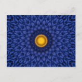 Eend op blauw met gele caleidoscoop briefkaart (Voorkant)