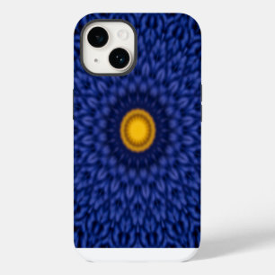 Eend op blauw met gele caleidoscoop iPhone 14 hoesje