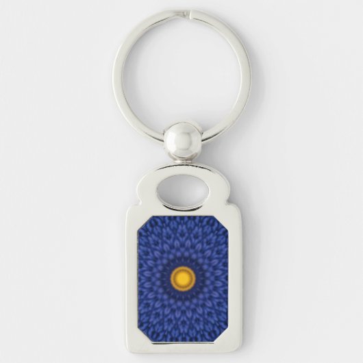 Eend op blauw met gele caleidoscoop sleutelhanger (Voorkant)