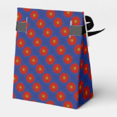 Eend op blauw met rode caleidoscoop bedankdoosjes (Achterkant)
