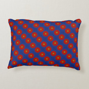 Eend op blauw met rode caleidoscoop decoratief kussen
