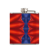 Eend op blauw met rode caleidoscoop heupfles (Achterkant)
