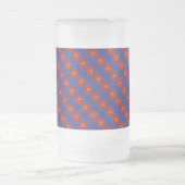 Eend op blauw met rode caleidoscoop matglas bierpul (Center)