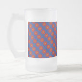 Eend op blauw met rode caleidoscoop matglas bierpul (Links)